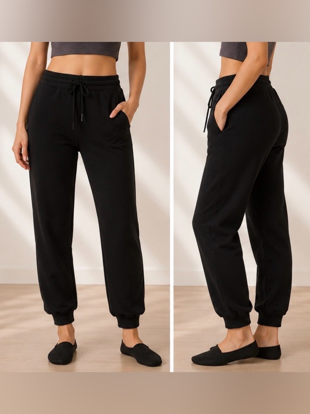 Zara Black Drawstring Jogger Pants
